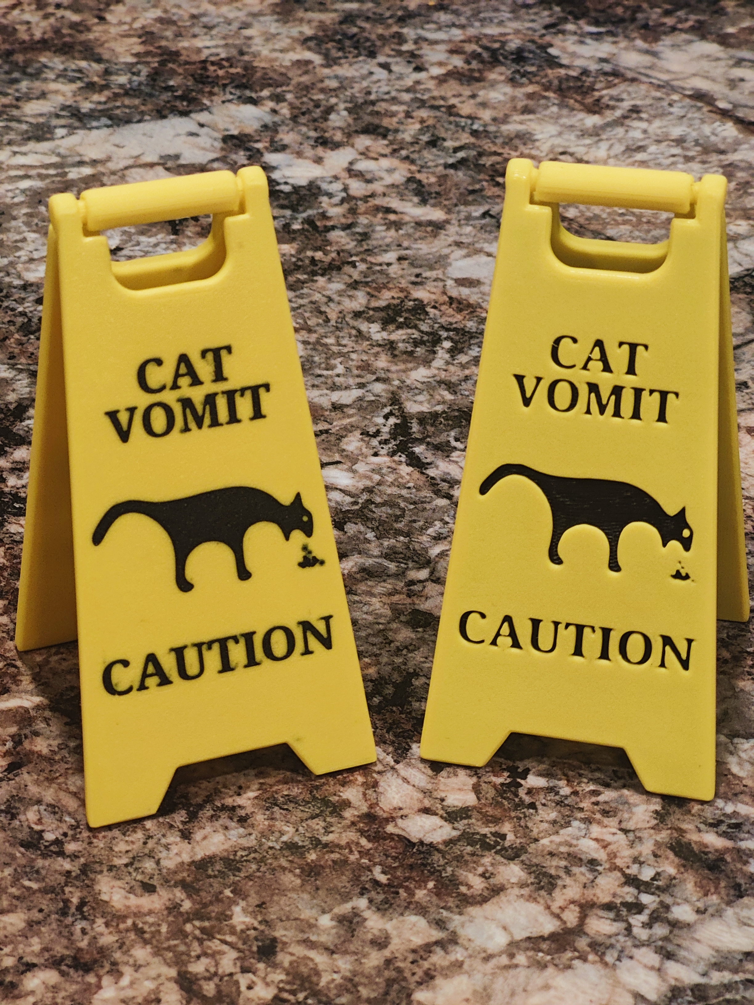 Cat Vomit Caution Sign (V2 Better Hinge) 3D model thumbnail