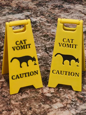 Cat Vomit Caution Sign