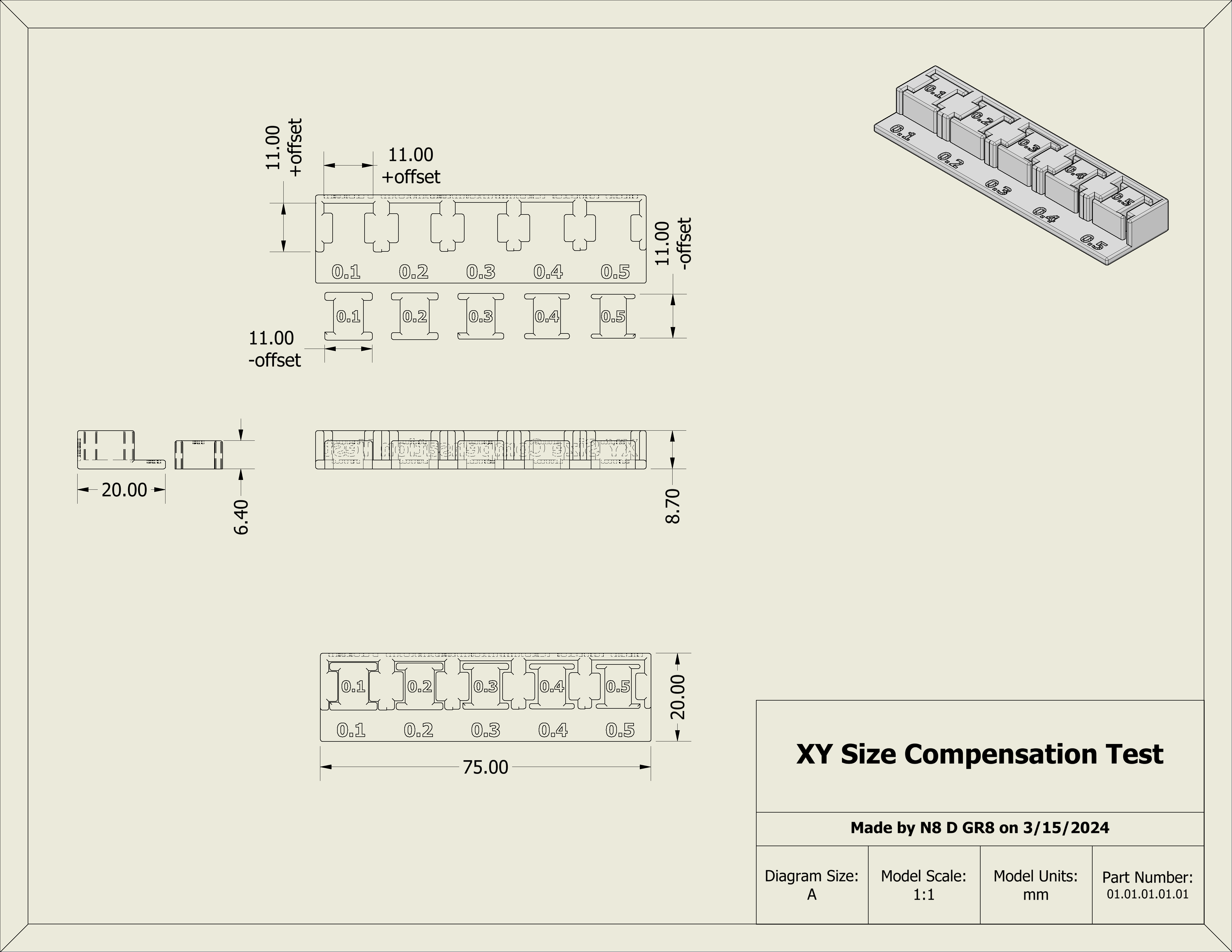 Miniatura 5 do modelo 3D XY Size Compensation Test