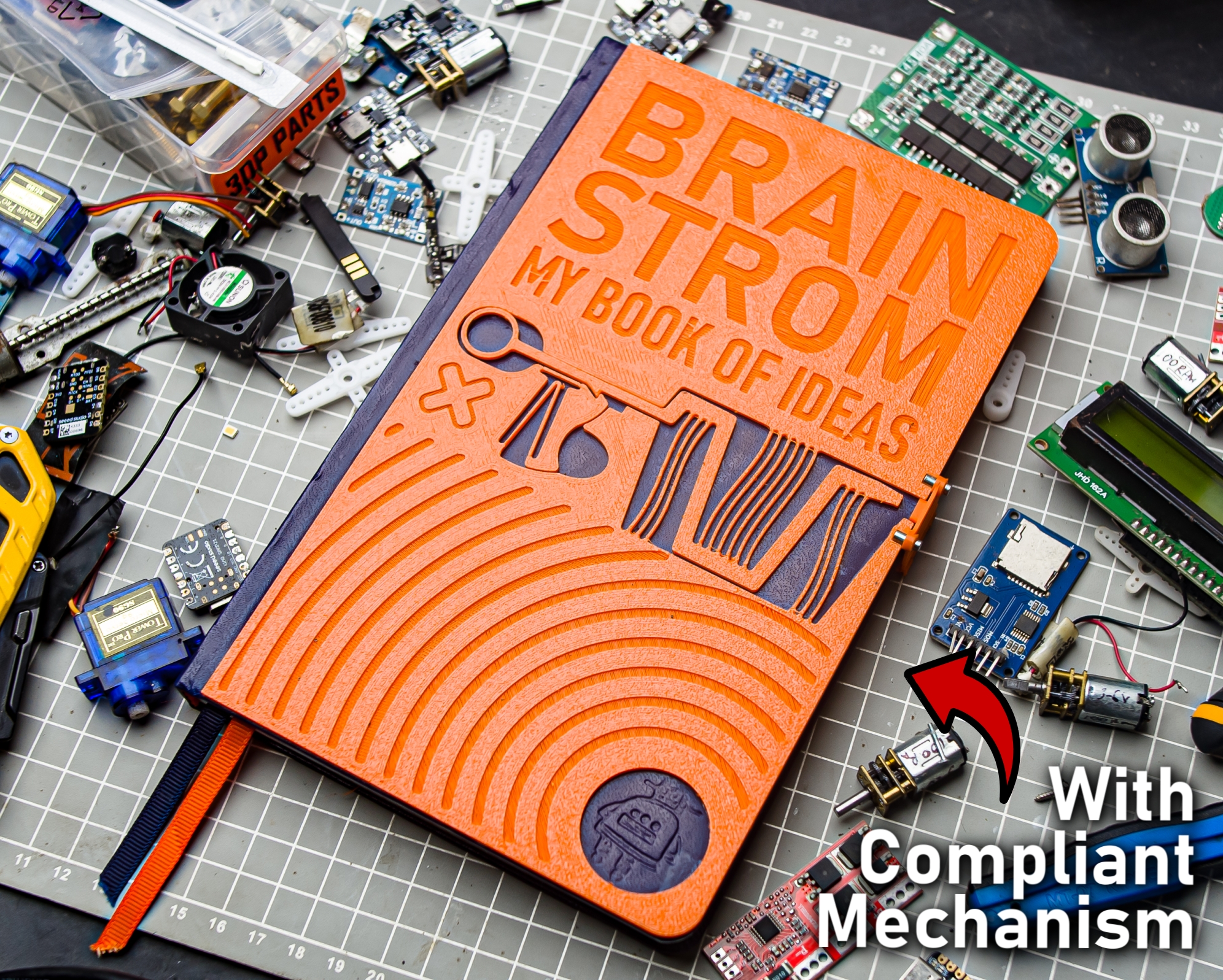 3D Printed Book Cover With Magnetic + compliant mechanisms lock