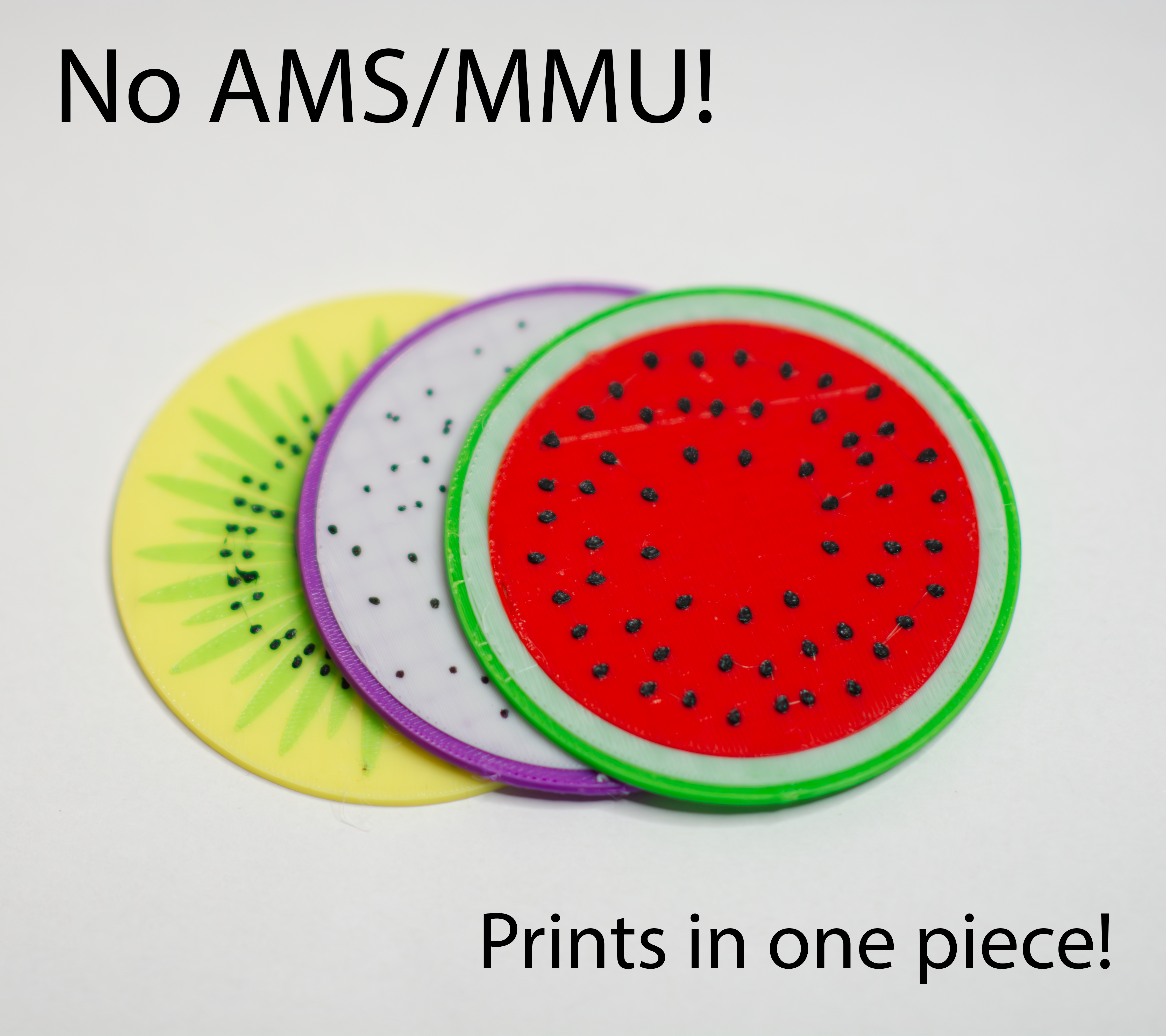 Multicolor Fruit Coasters - No MMU Required