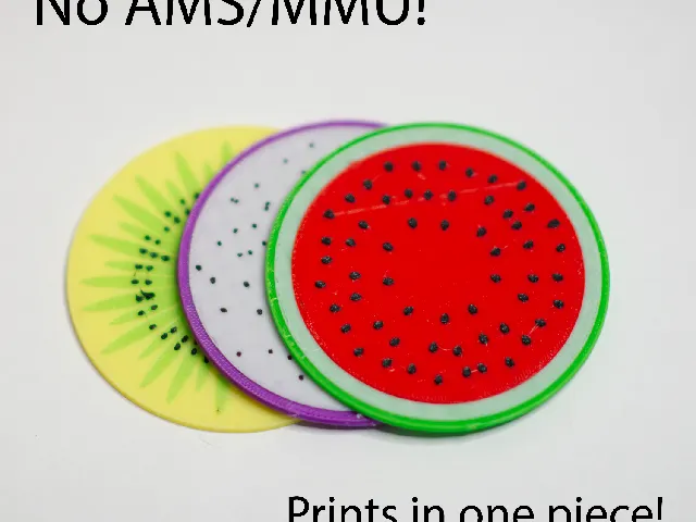 Multicolor Fruit Coasters - No MMU Required