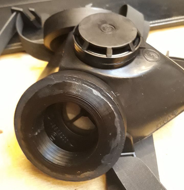 Gasmask adaptor 65mm to NATO40 glue in