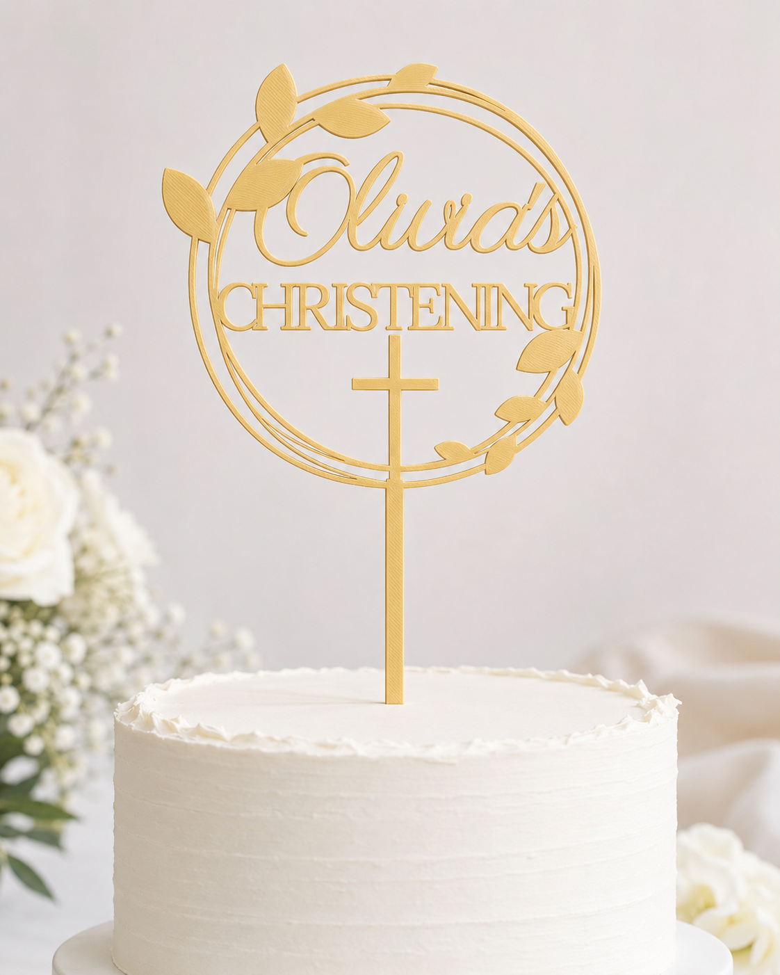 Olivia's Christening cake topper