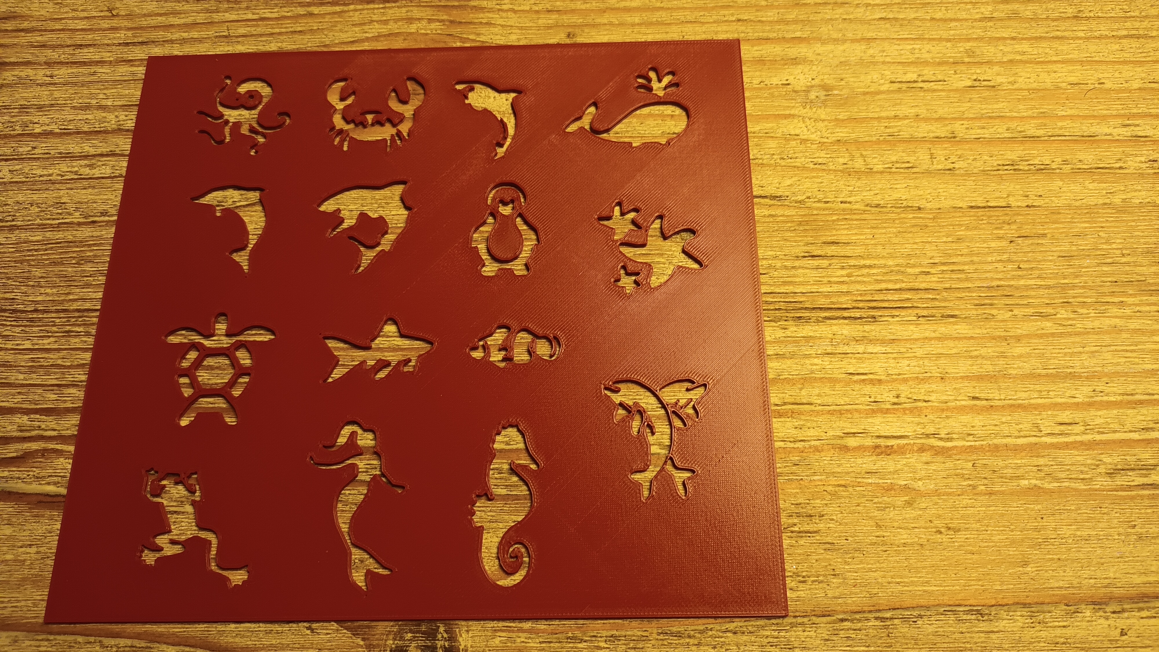 Sea creatures stencil drawing template