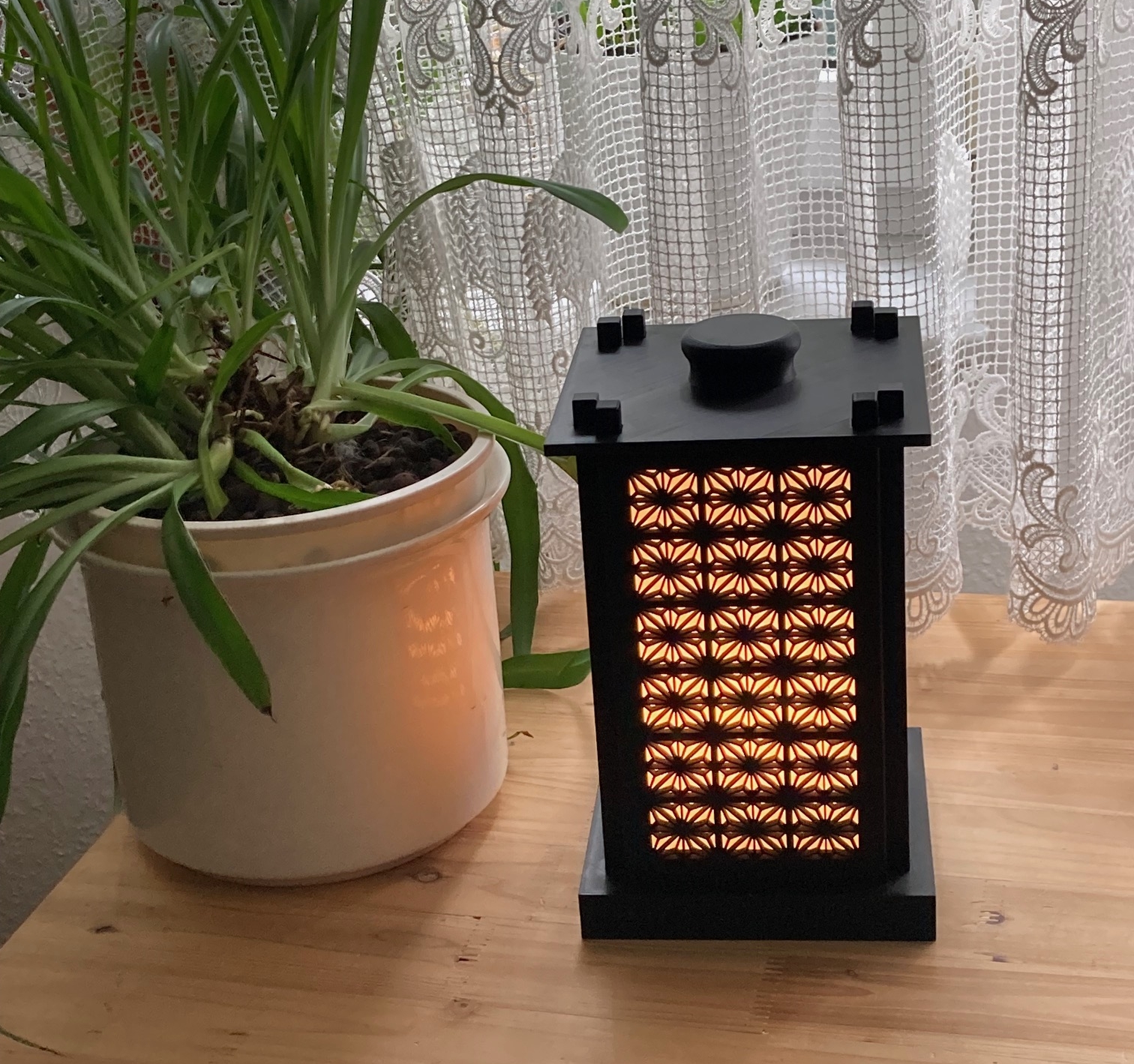 Lamp #43 - Kumiko Hemp Leaf Shoji Lamp