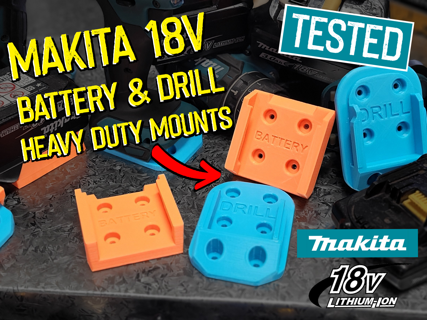 Makita 18V Battery & Drill Heavy Duty Mounts/Holders