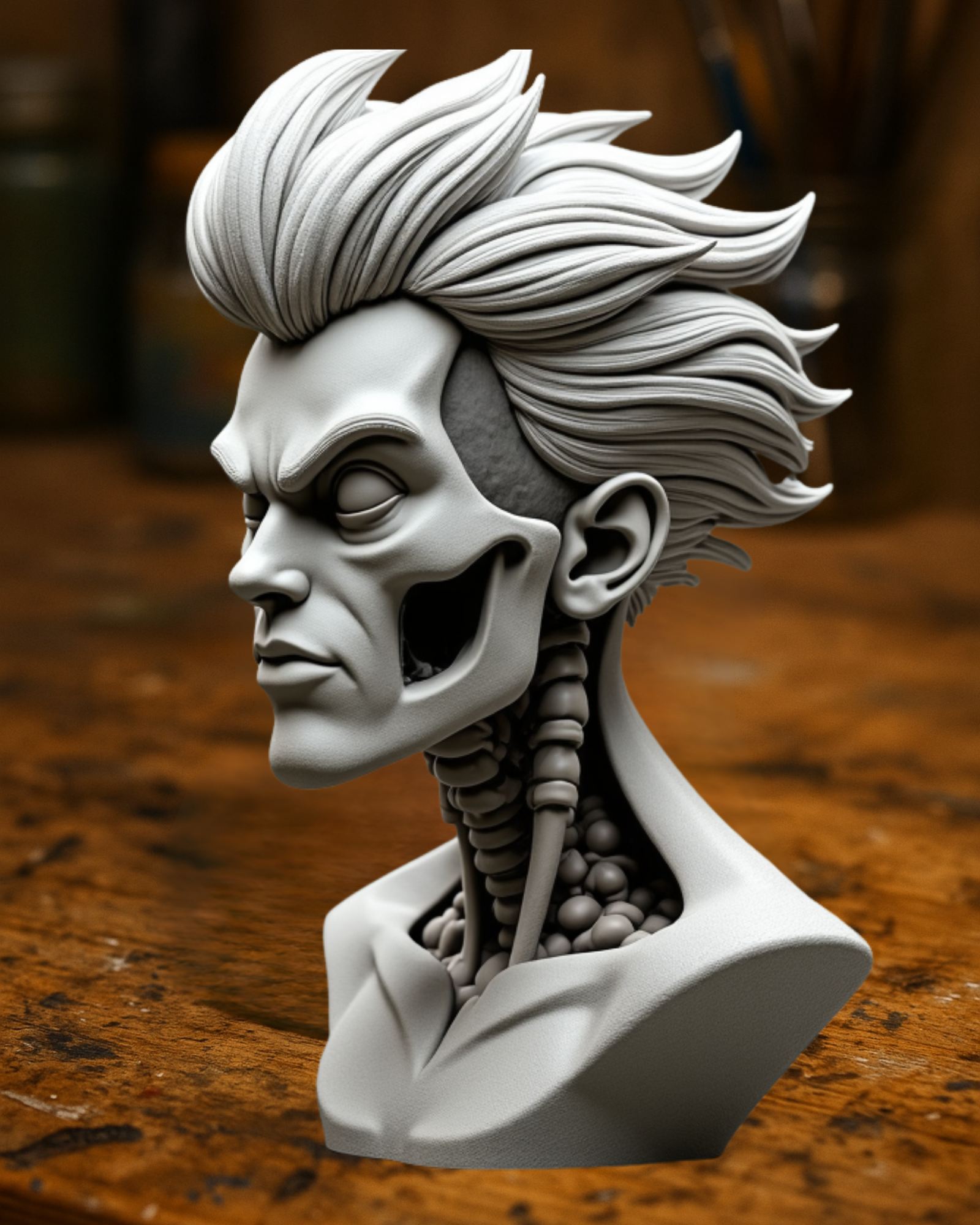 Cyberpunk Skull Mech Bust