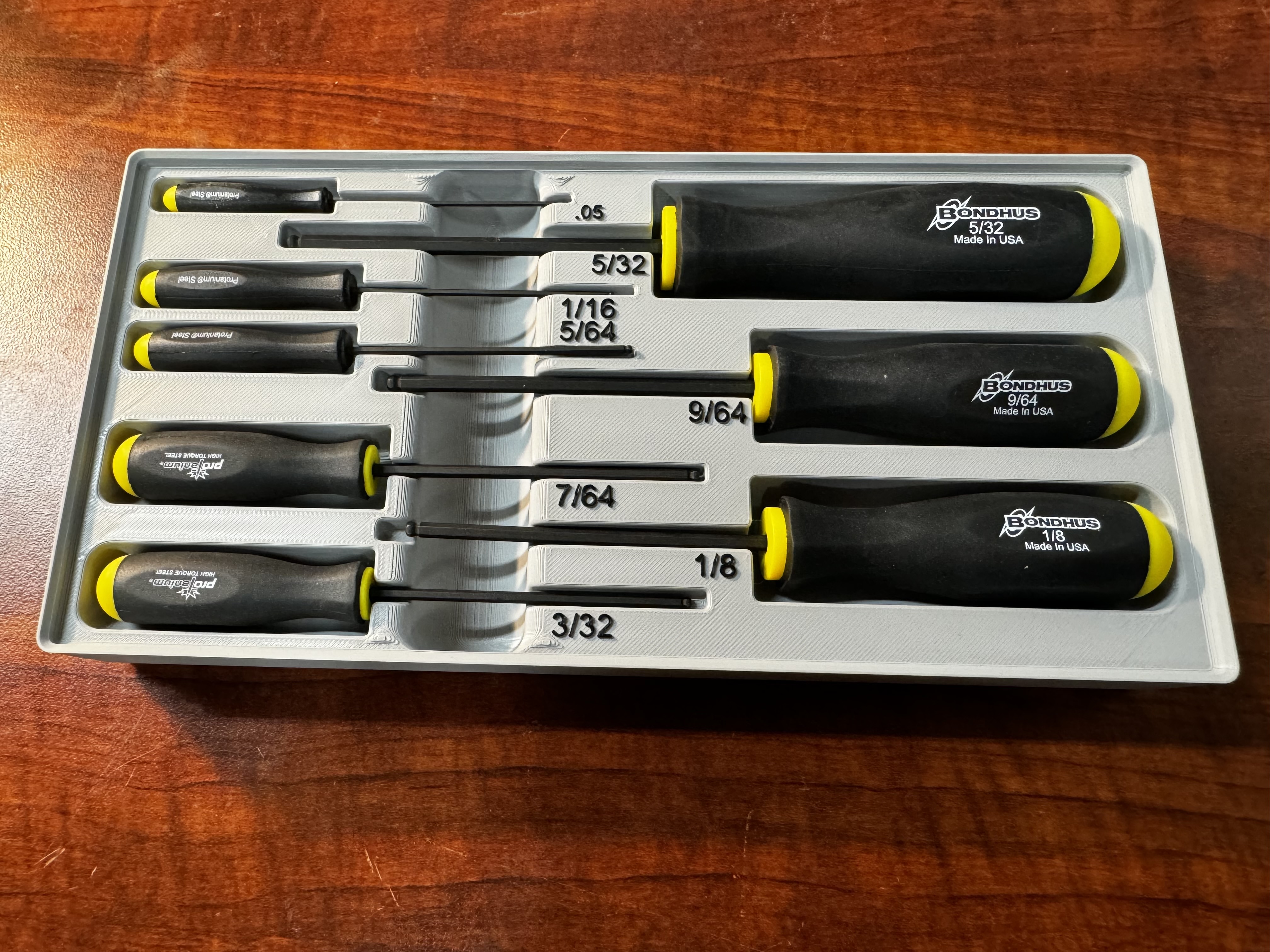Gridfinity Tray for Bondhus SAE Hex Driver Set
