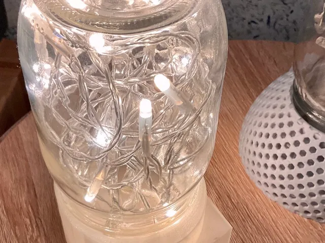 Firefly light Mason Jar Base with battery pack slot.