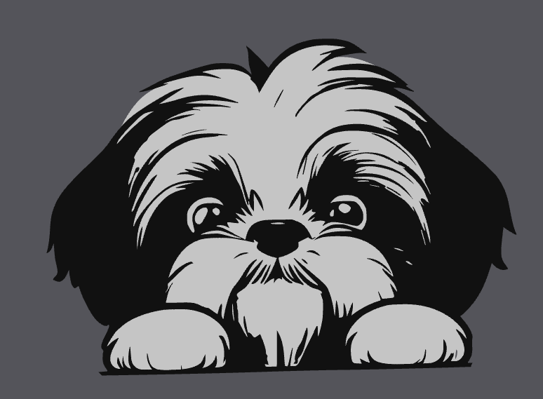 2D Bild eines Shi Tzu Hundes für die Fenster