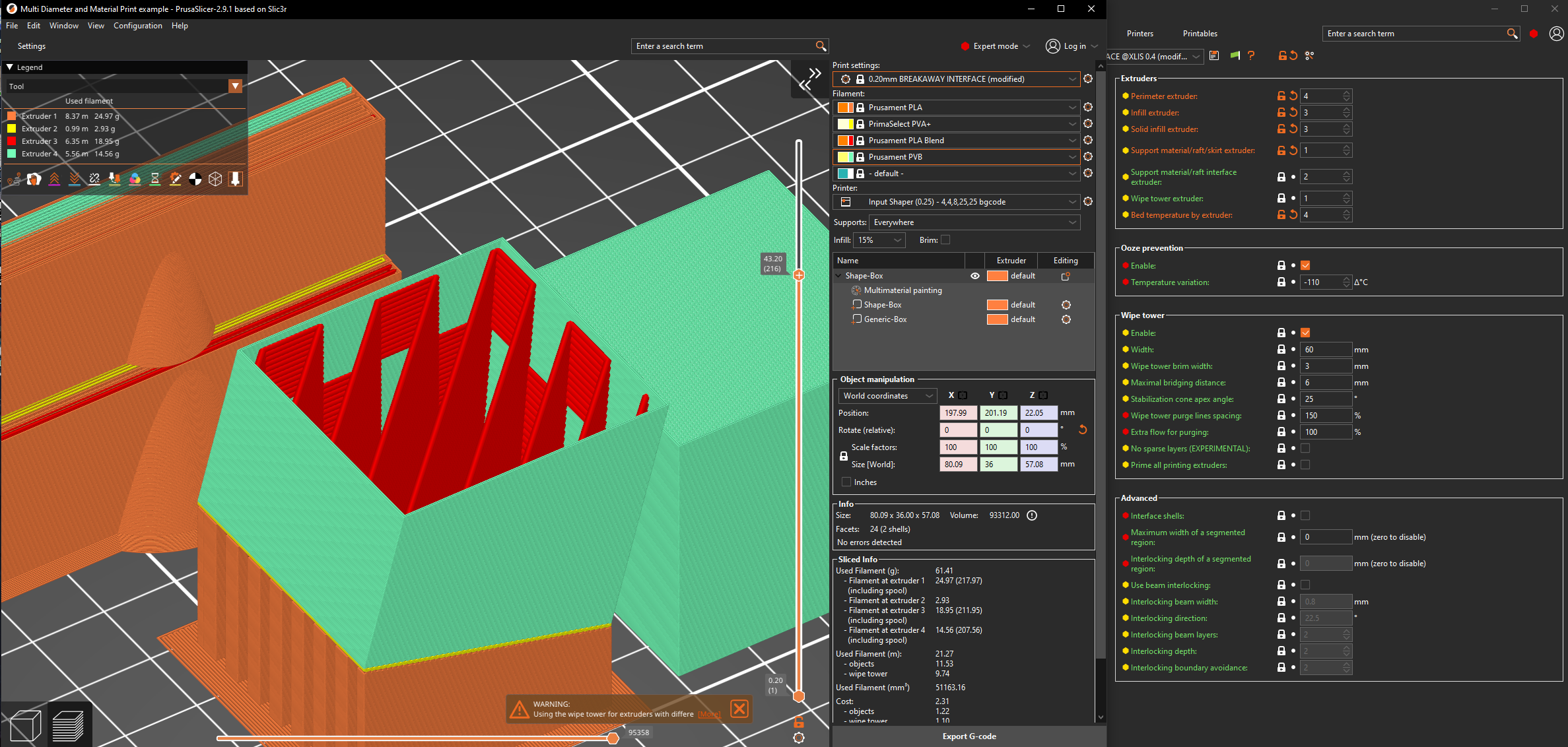 EXAMPLE: Multi-Diameter/Height/Material Print