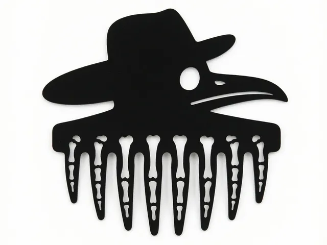 beard comb in the shape of a plague doctor's head