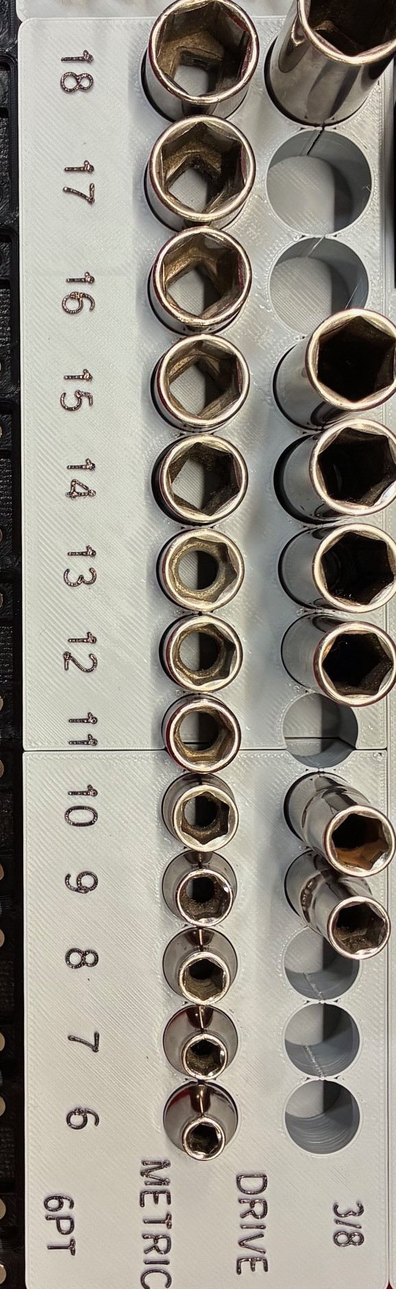 Gridfinity Bin For Craftsman 3/8 Drive Metric 6PT Sockets