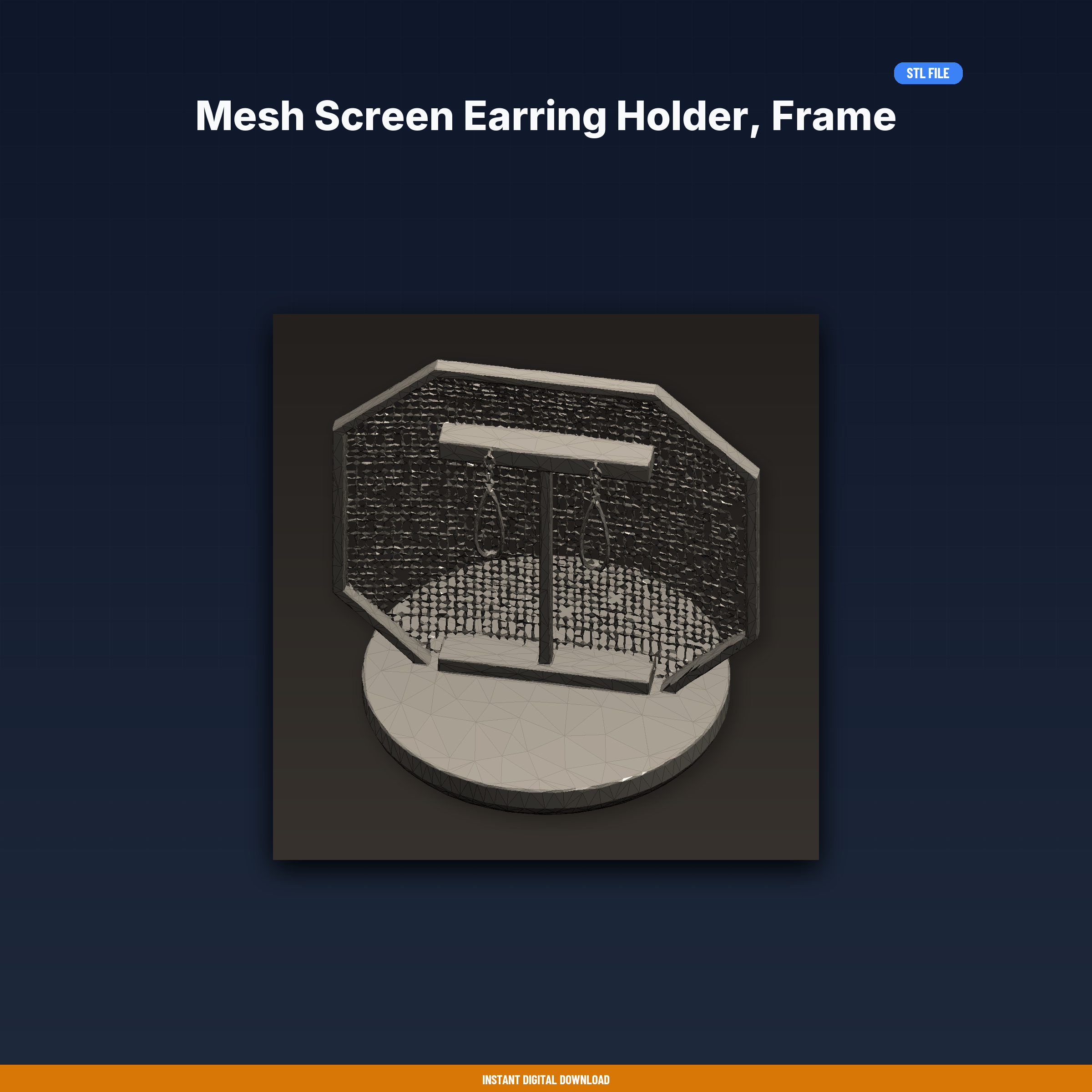 Mesh Screen Earring Holder, Frame Stand, Holds Stud And Dangle - 3D Printable STL File