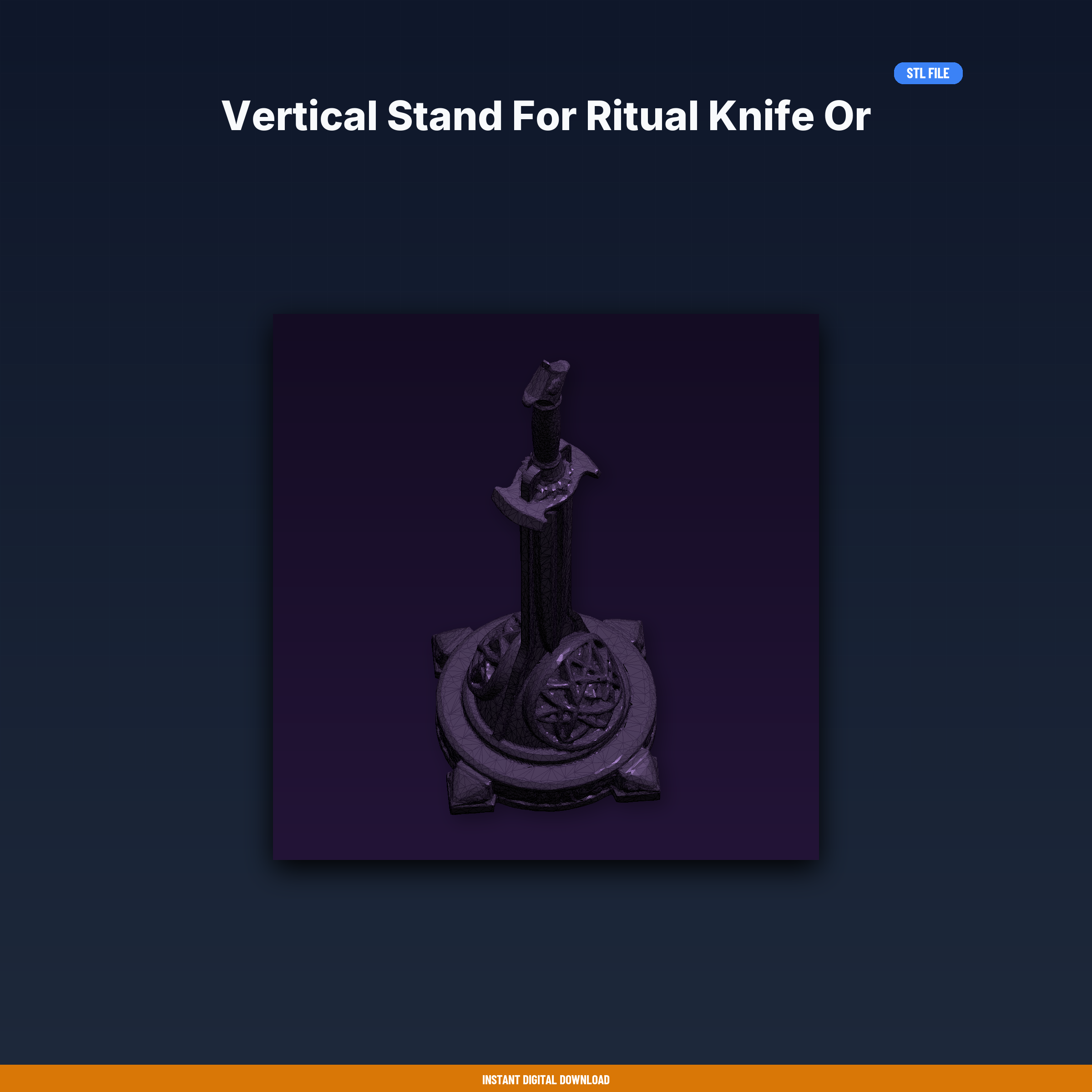 Vertical Stand For Ritual Athame, Pentacle Base, Secure Grip - 3D Printable STL File