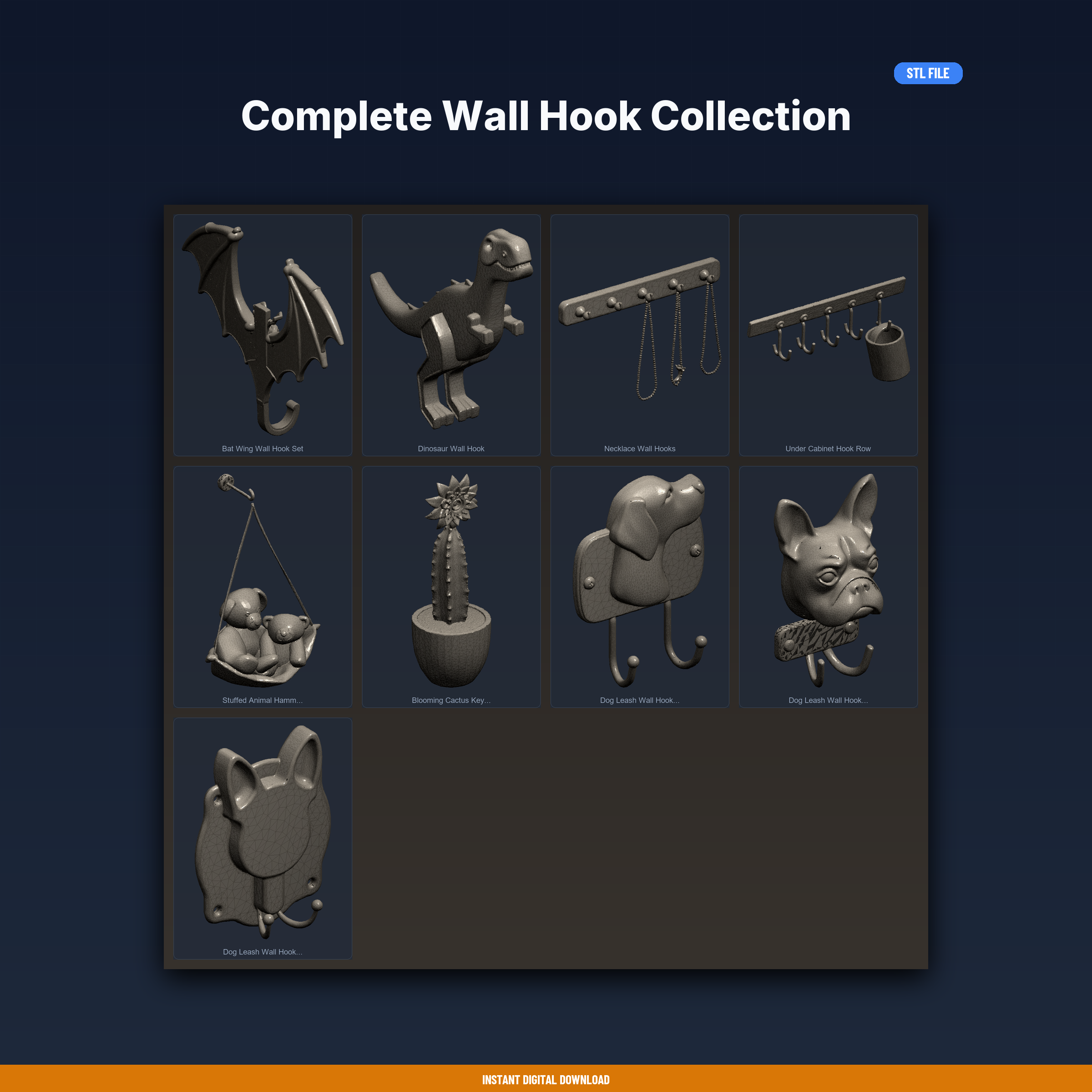 Complete Wall Hook Collection - 9-Model STL Bundle