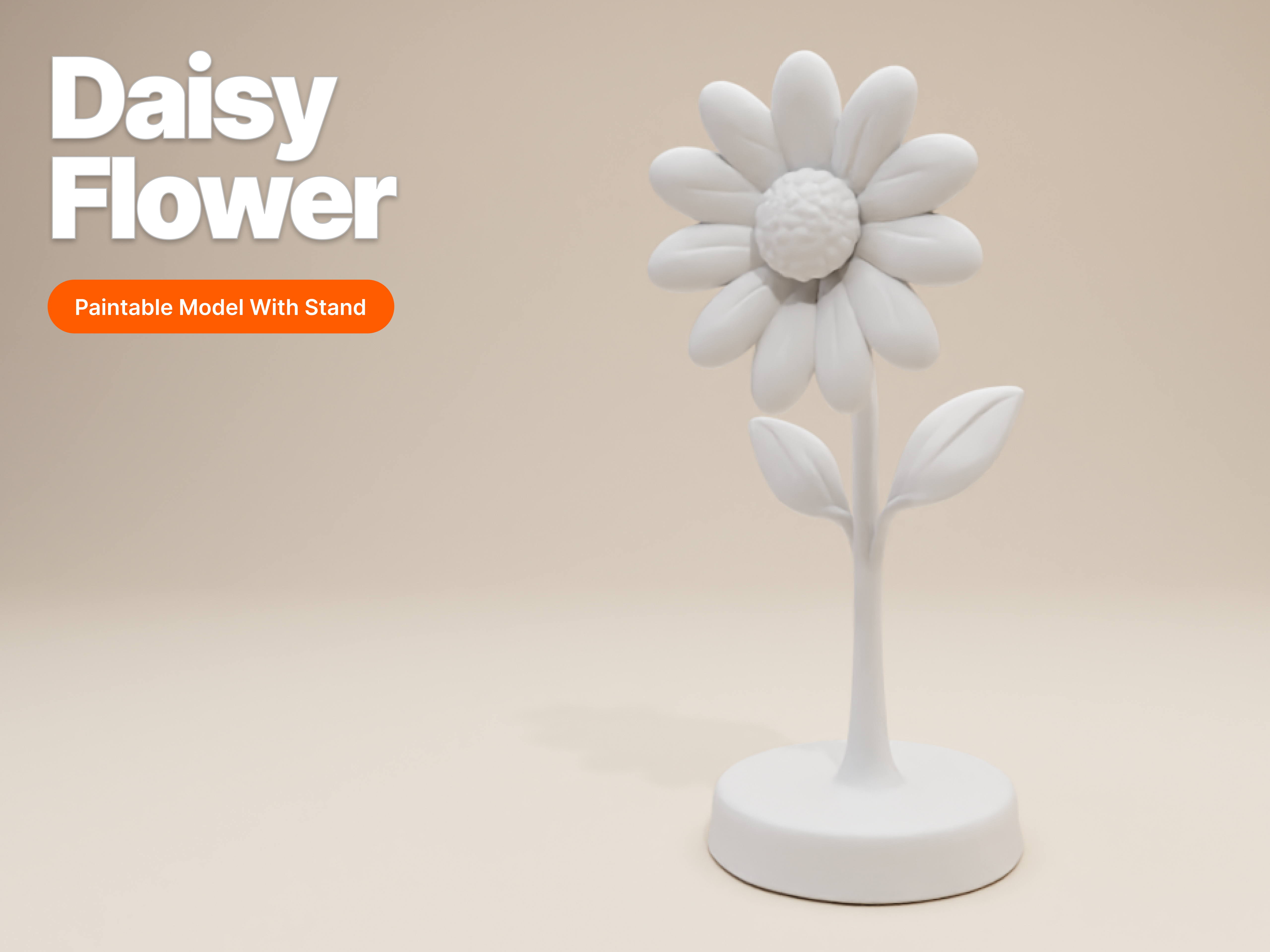 Daisy Flower Figurine – Paintable Model with Stand
