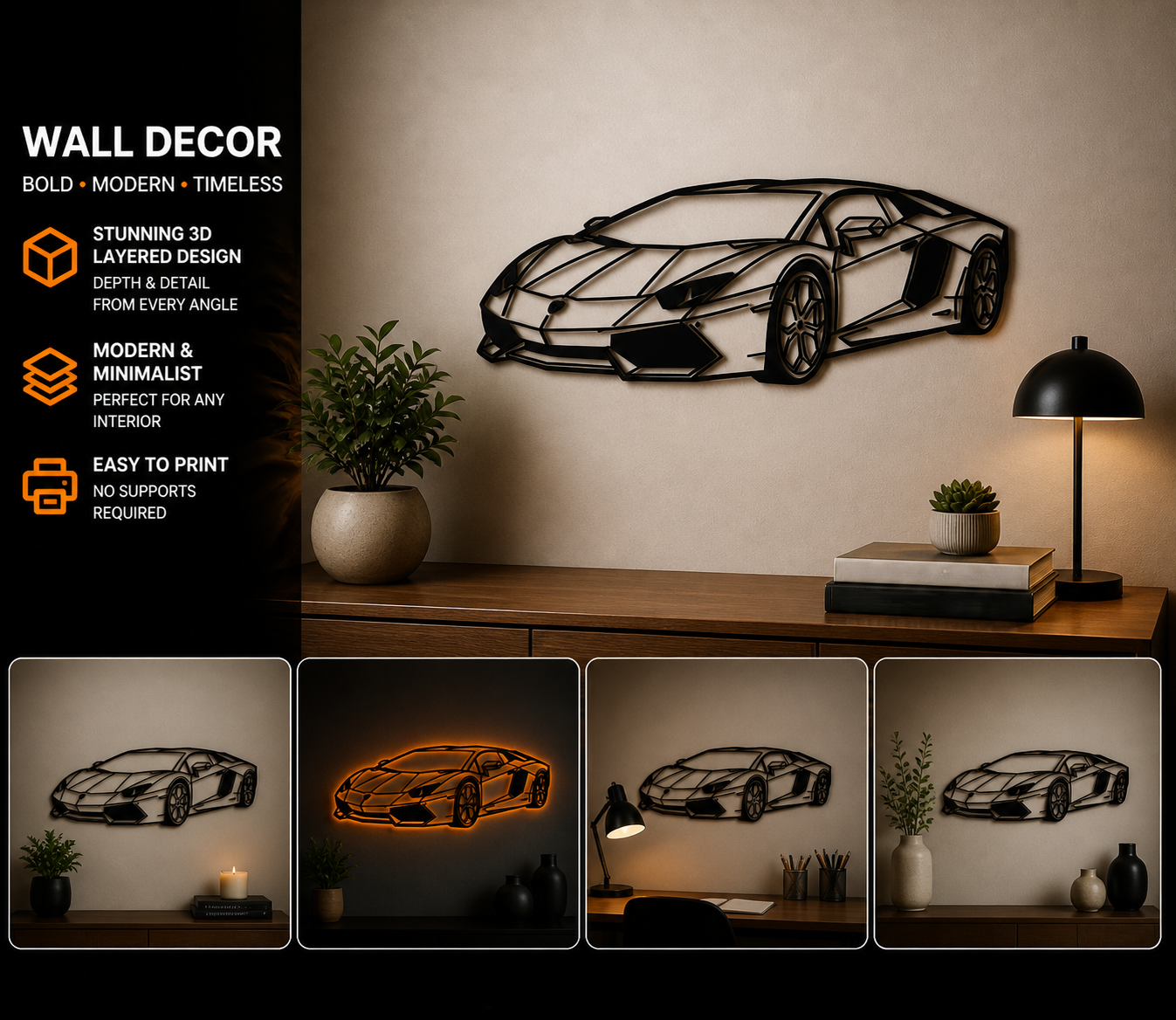 Universal Lamborghini Aventador wall decoration