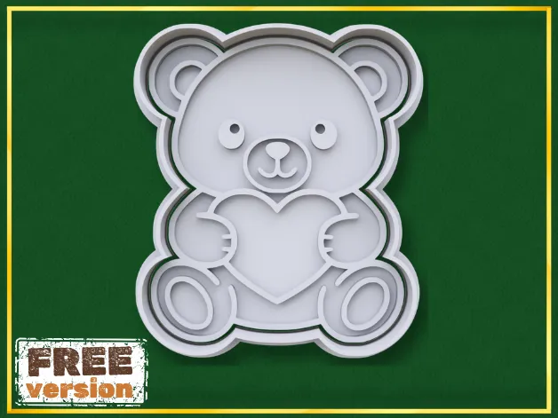 Cute Bear Holding Heart Cookie Cutter