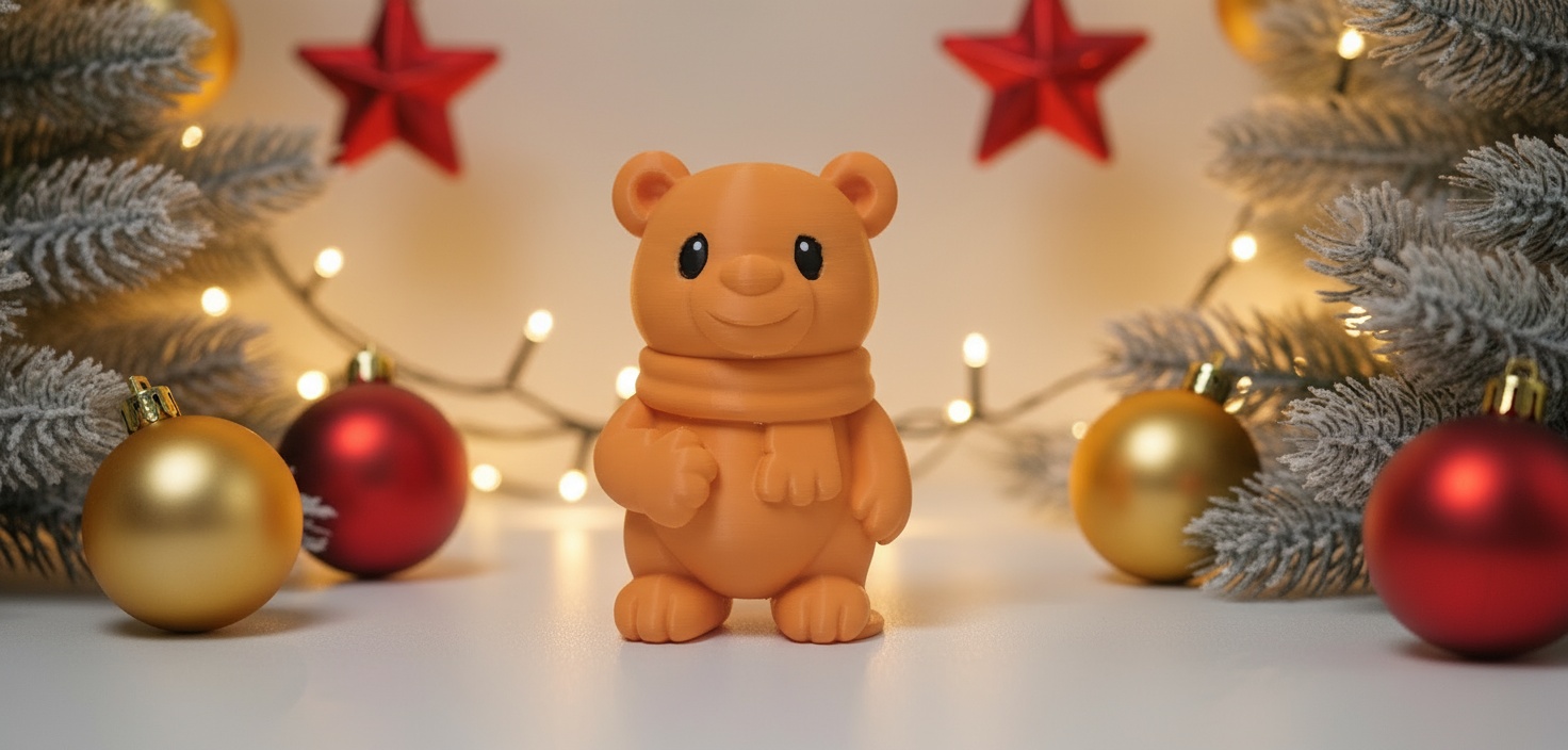 Teddy Bear in Cozy Scarf Christmas Figurine