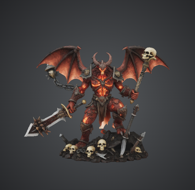 Infernal Demon Warlord – Winged Hell Commander with Skull Base