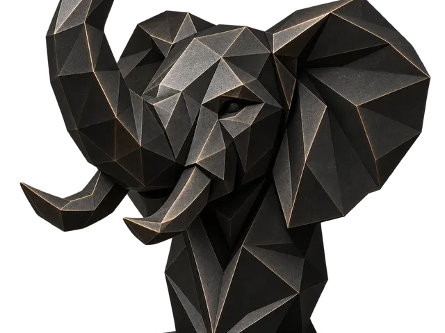 Low Poly Elephant Bust – Raised Trunk Sculpture