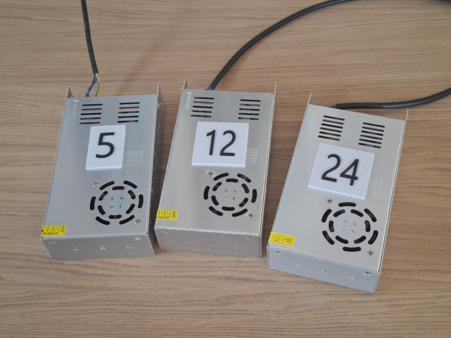 PSU labels for 5V, 12V and 24V