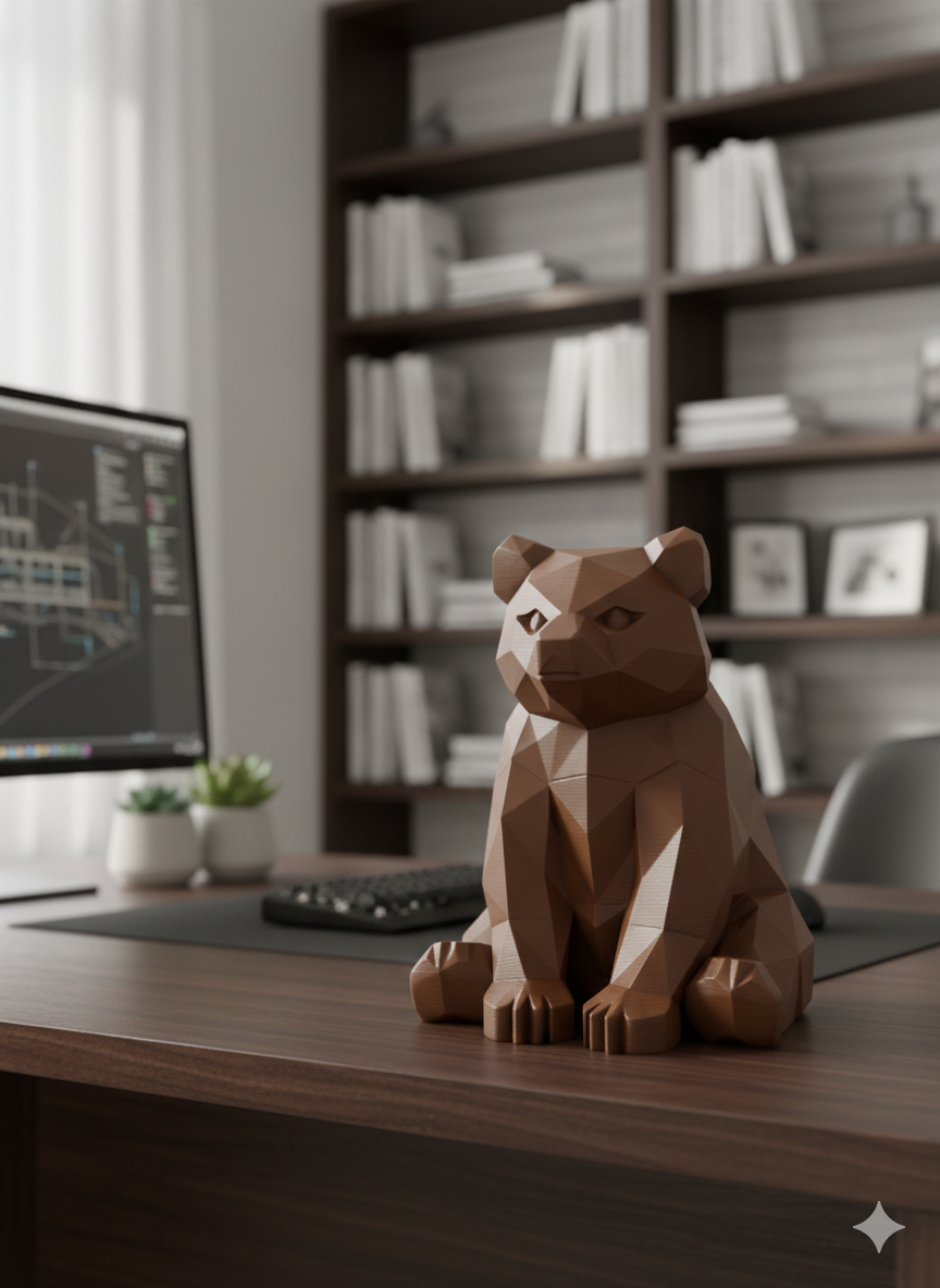 Low Poly Bear Sculpture – Modern desk & home decor