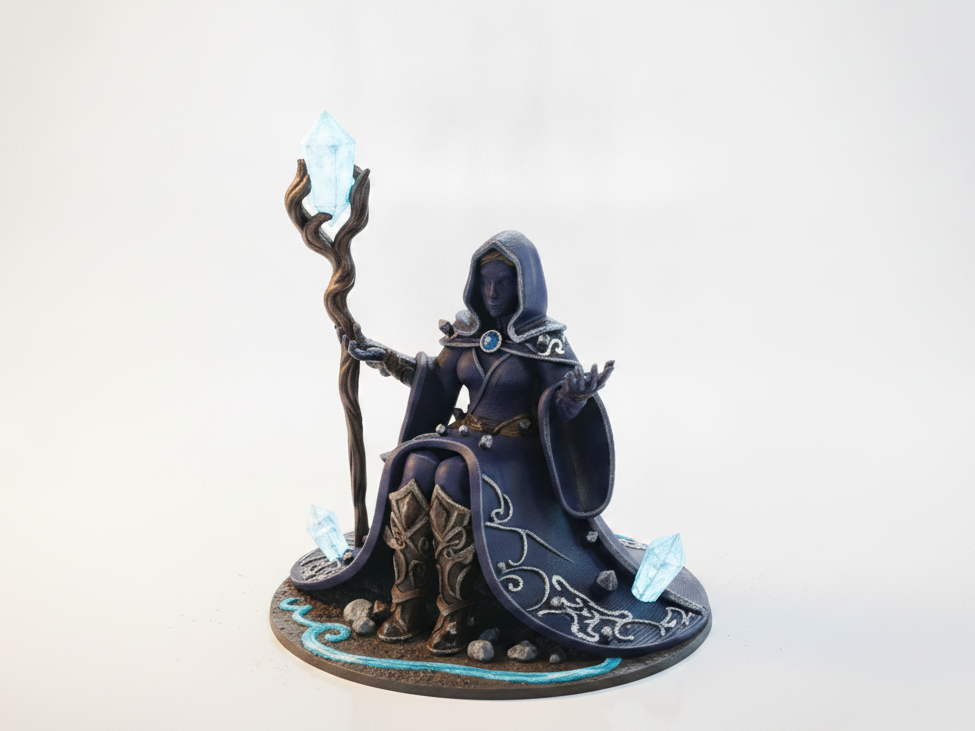 Crystal Sorcerer Wizard Fantasy Figurine 3D Printable