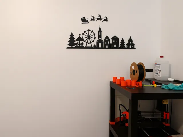 Santa & Village Christmas Skyline – Easy Print Wall Art