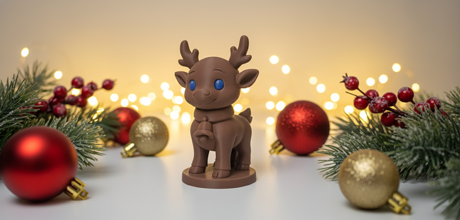 Reindeer with Blue Eyes and Bell Christmas Figure