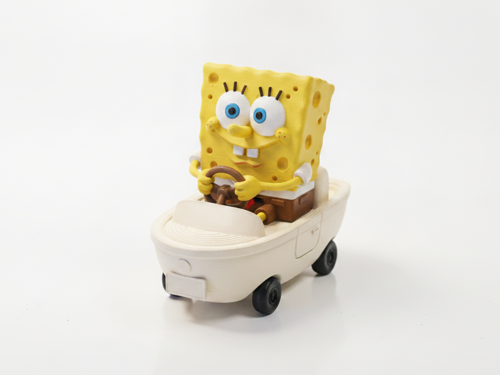 SpongeBob Driving Car Figurine Cartoon 3D Printable