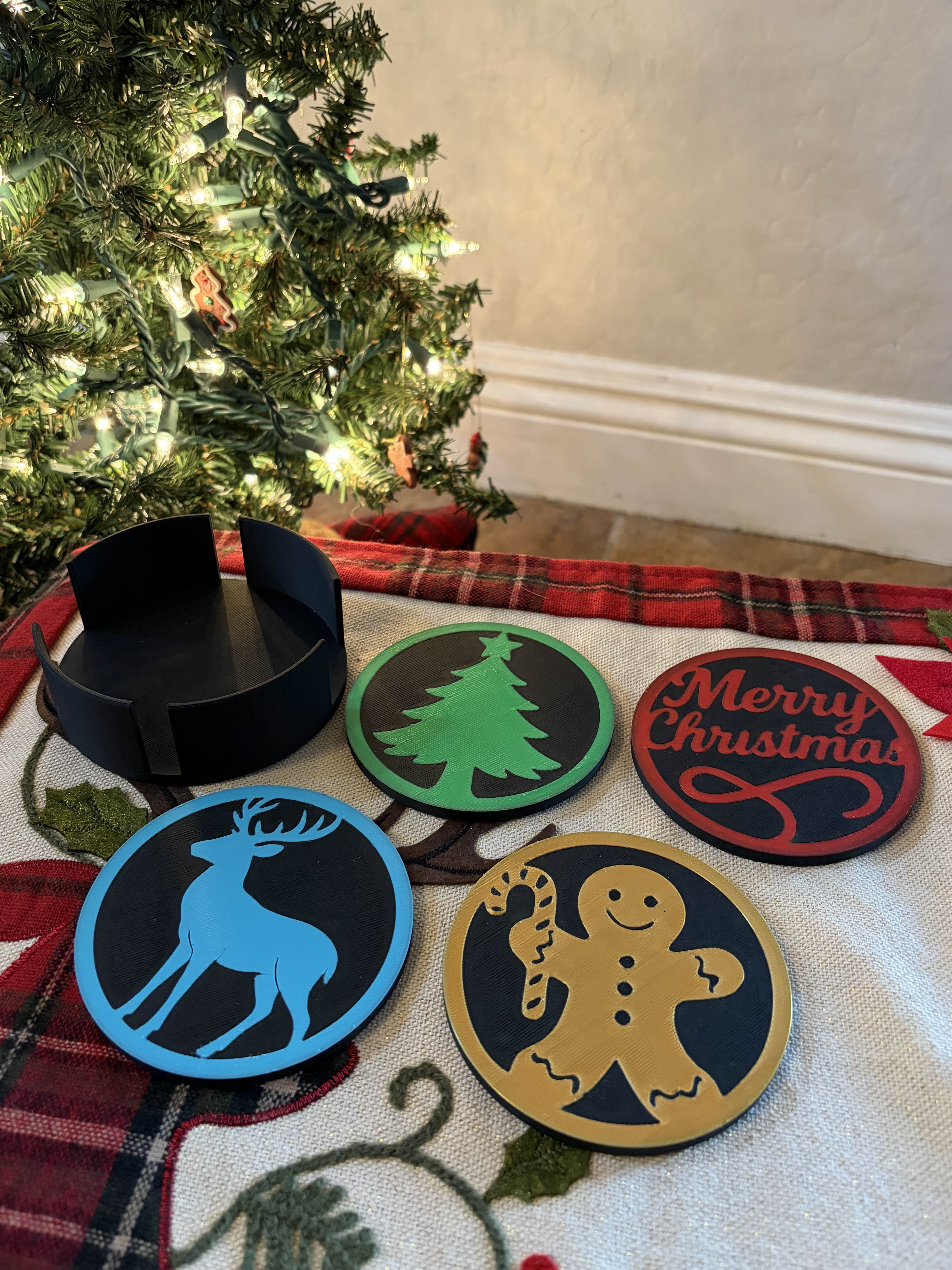 Holiday Coaster Set with Holder - AMS/CFS