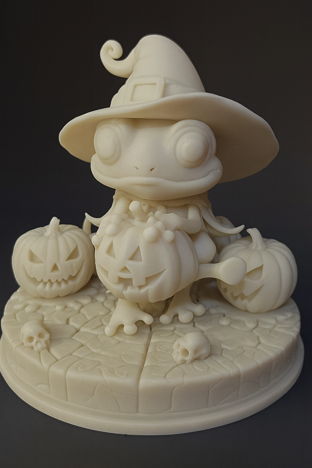 Pumpkin Brew Frog – Halloween Witch Figurine