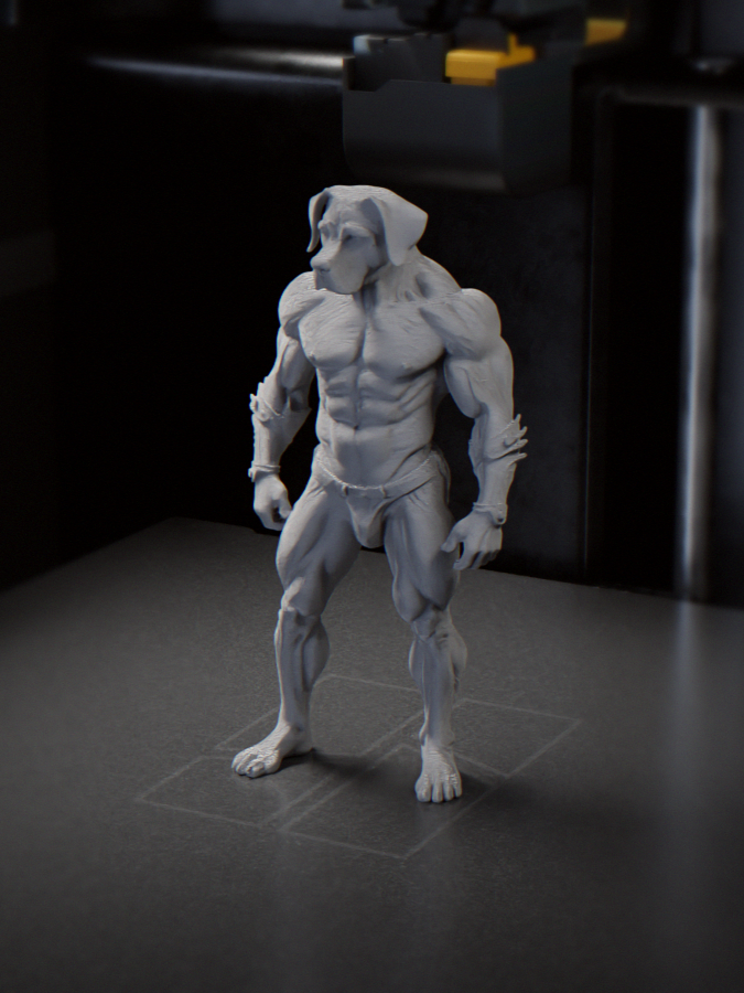 Muscular Bulldog Humanoid Figurine 3D Printable 3D model