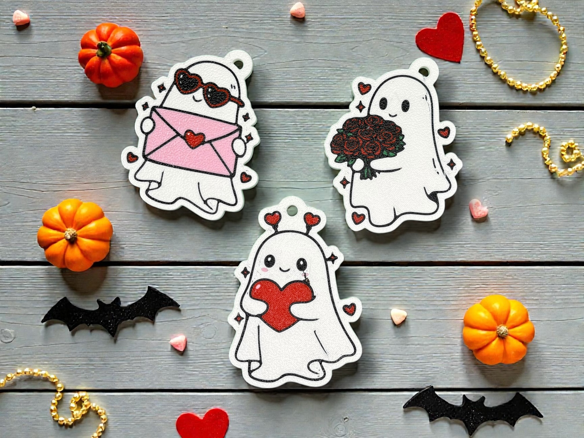 Ghostly Sweethearts Valentine Keychain Set