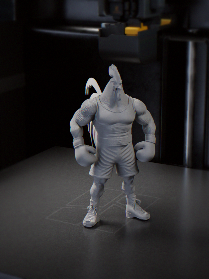 Boxer Rooster Fighter Animal Figurine 3D Printable