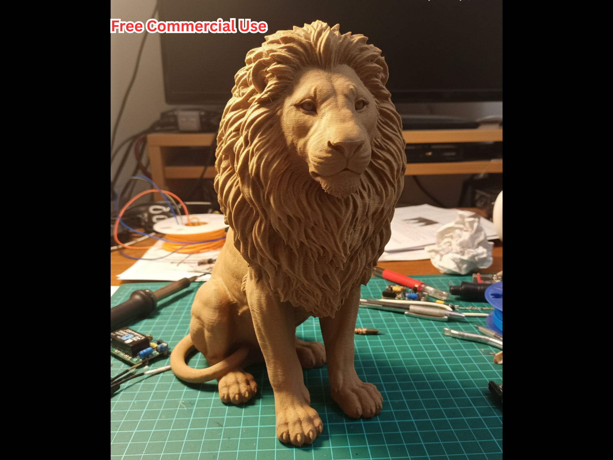 Semi-Realistic Lion Statue – African Savannah