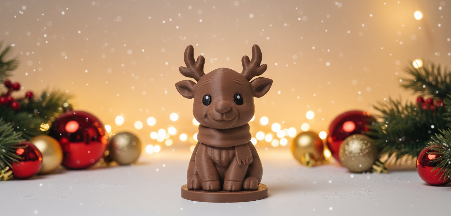 Sitting Reindeer with Cozy Scarf Christmas Figure