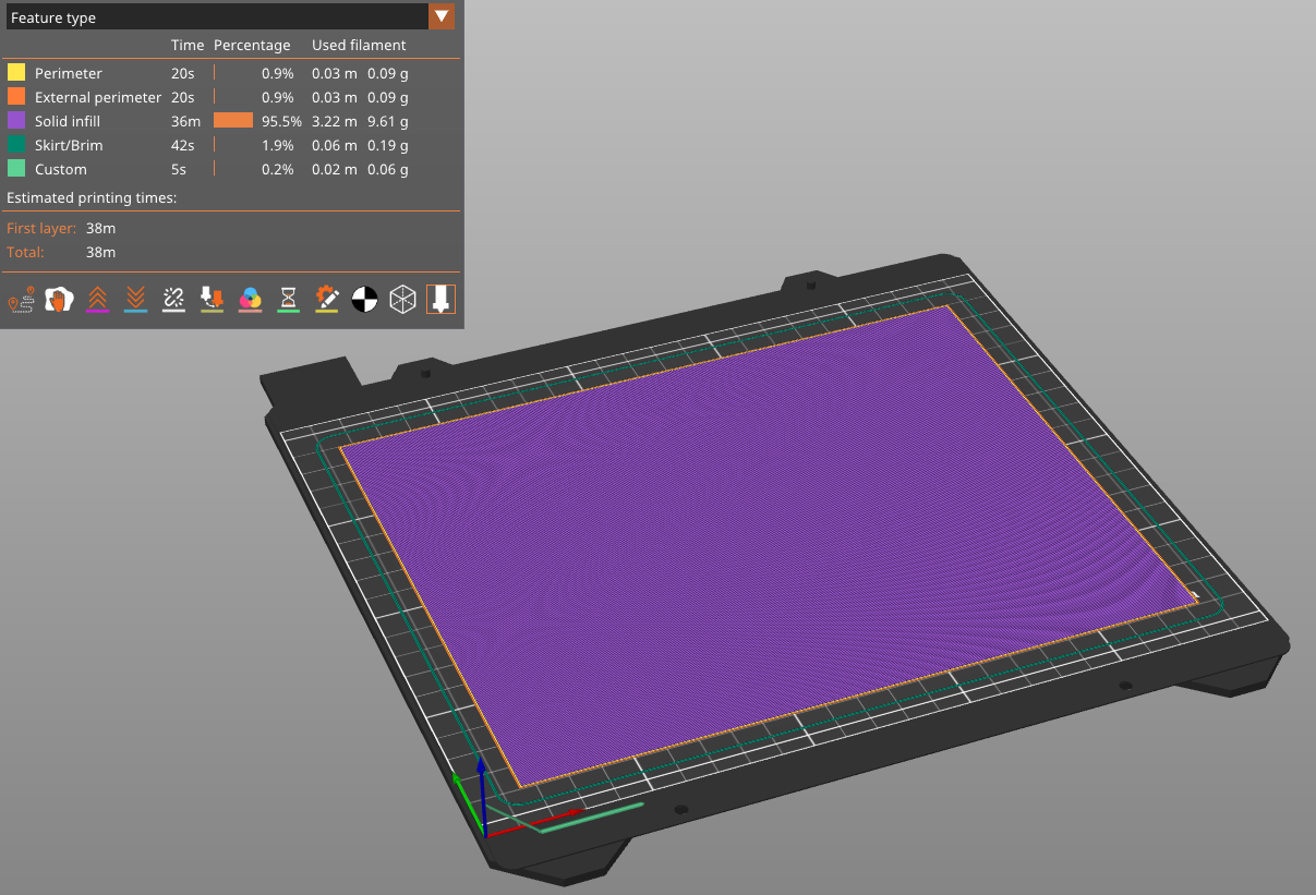 ACPS First Layer Adhesion Test Model 220x180mm 0.1/0.15/0.2/0.3mm layer heights