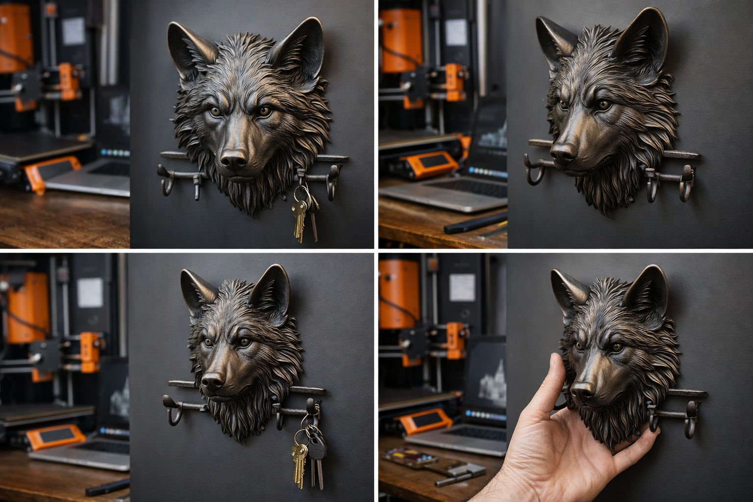 Wolf Head Wall Hook – PBR Decorative Functional 3D Model (FBX, STL, USDZ, GLB)