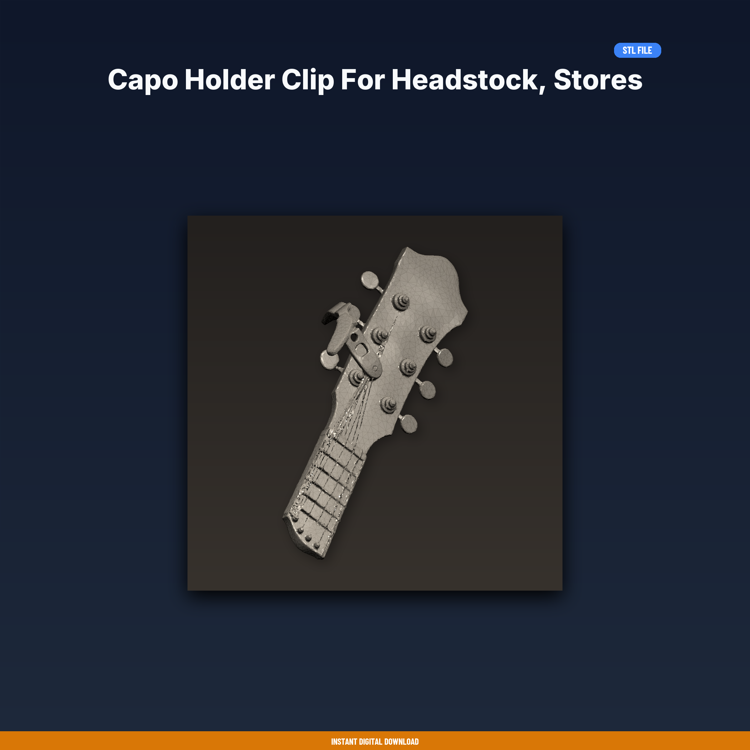 Capo Holder Clip For Headstock, Stores Capo On Guitar, Always - 3D Printable STL File
