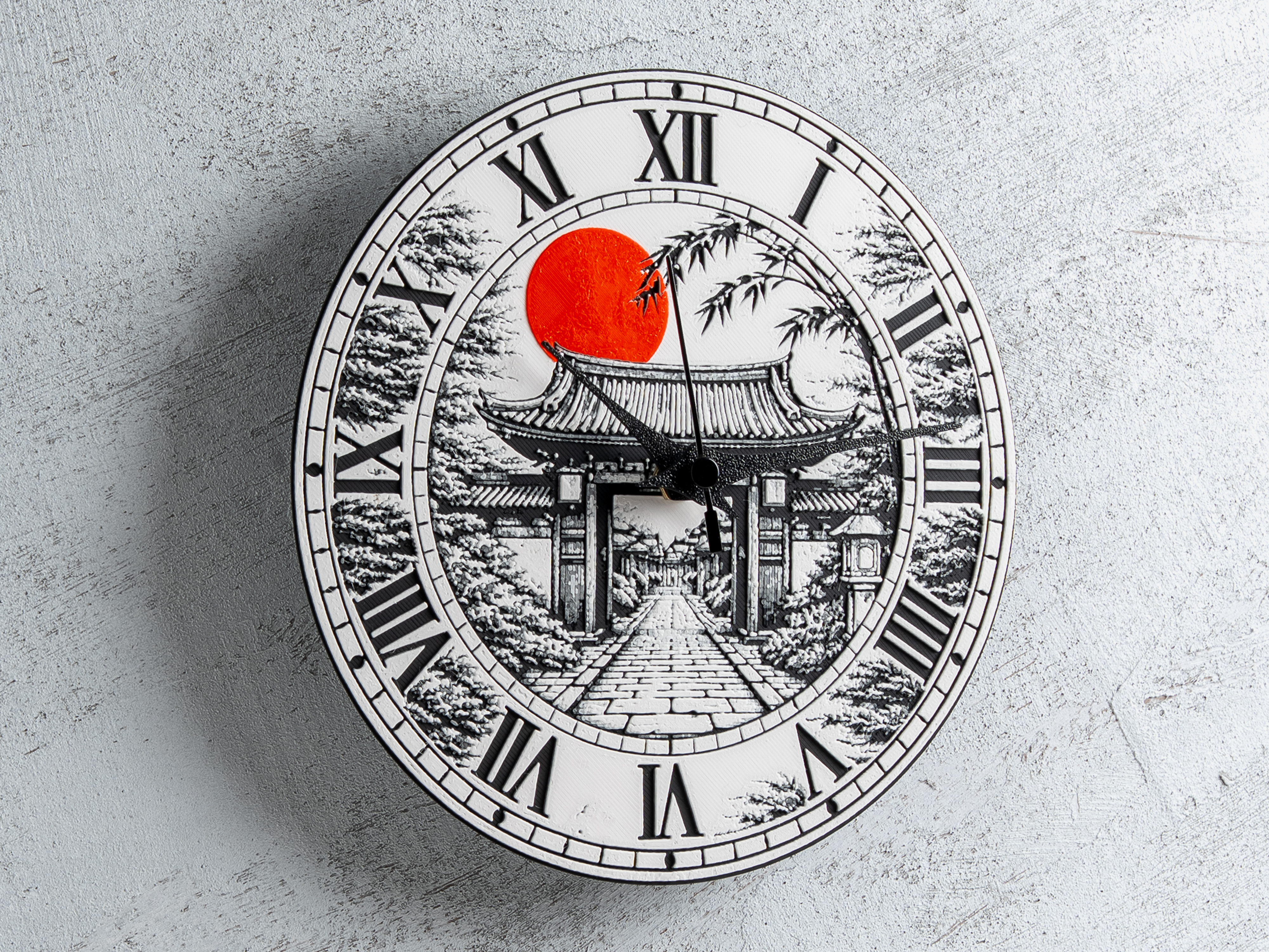 Red Moon Temple Clock