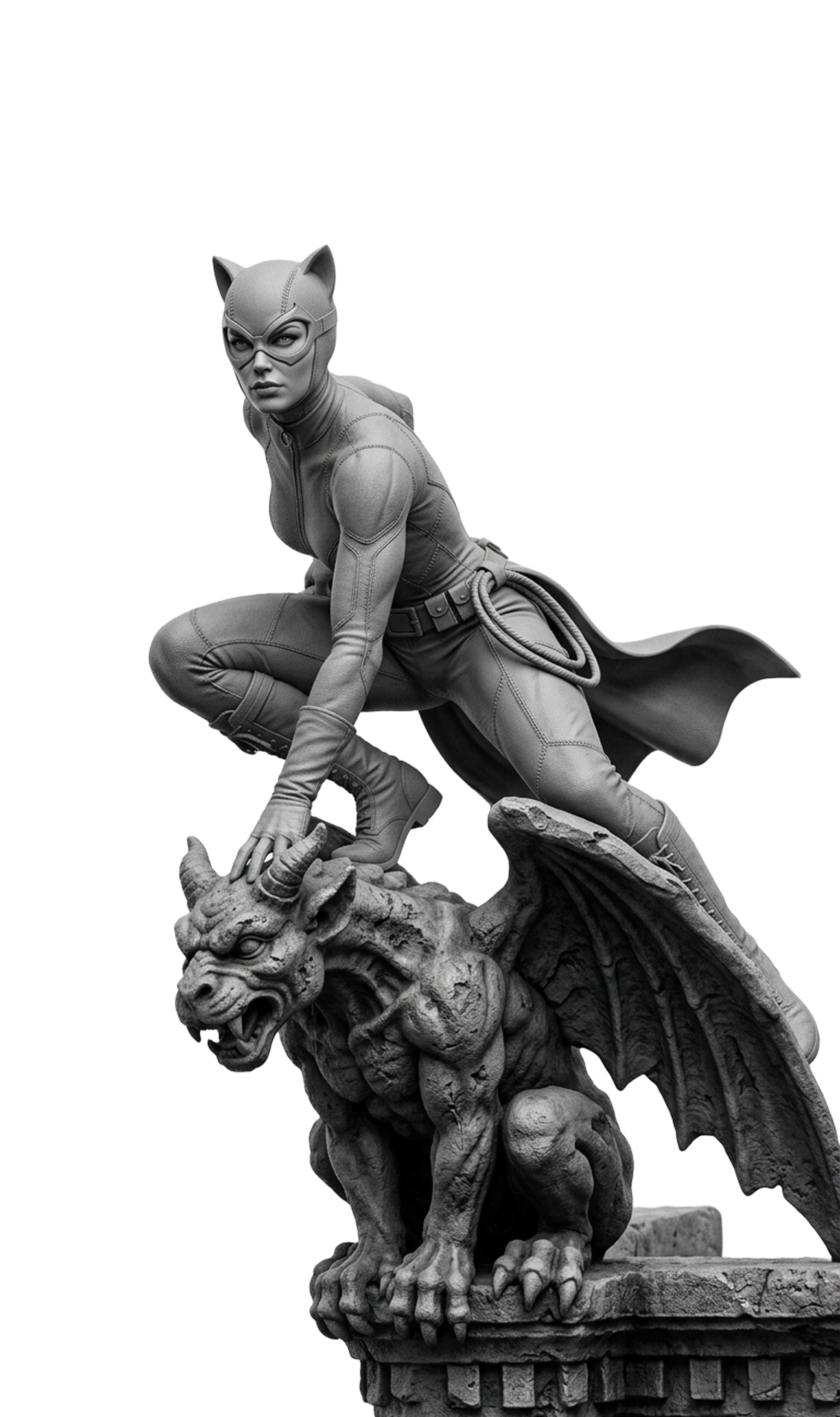 Catwoman Fan Art Statue - Gargoyle Rooftop Base