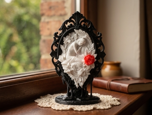 Gothic Rose Cameo Sculpture