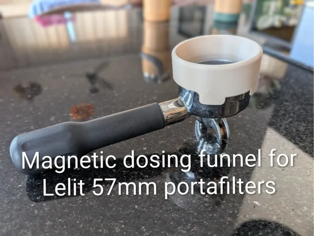 Magnetic dosing funnel for Lelit 57mm portafilters