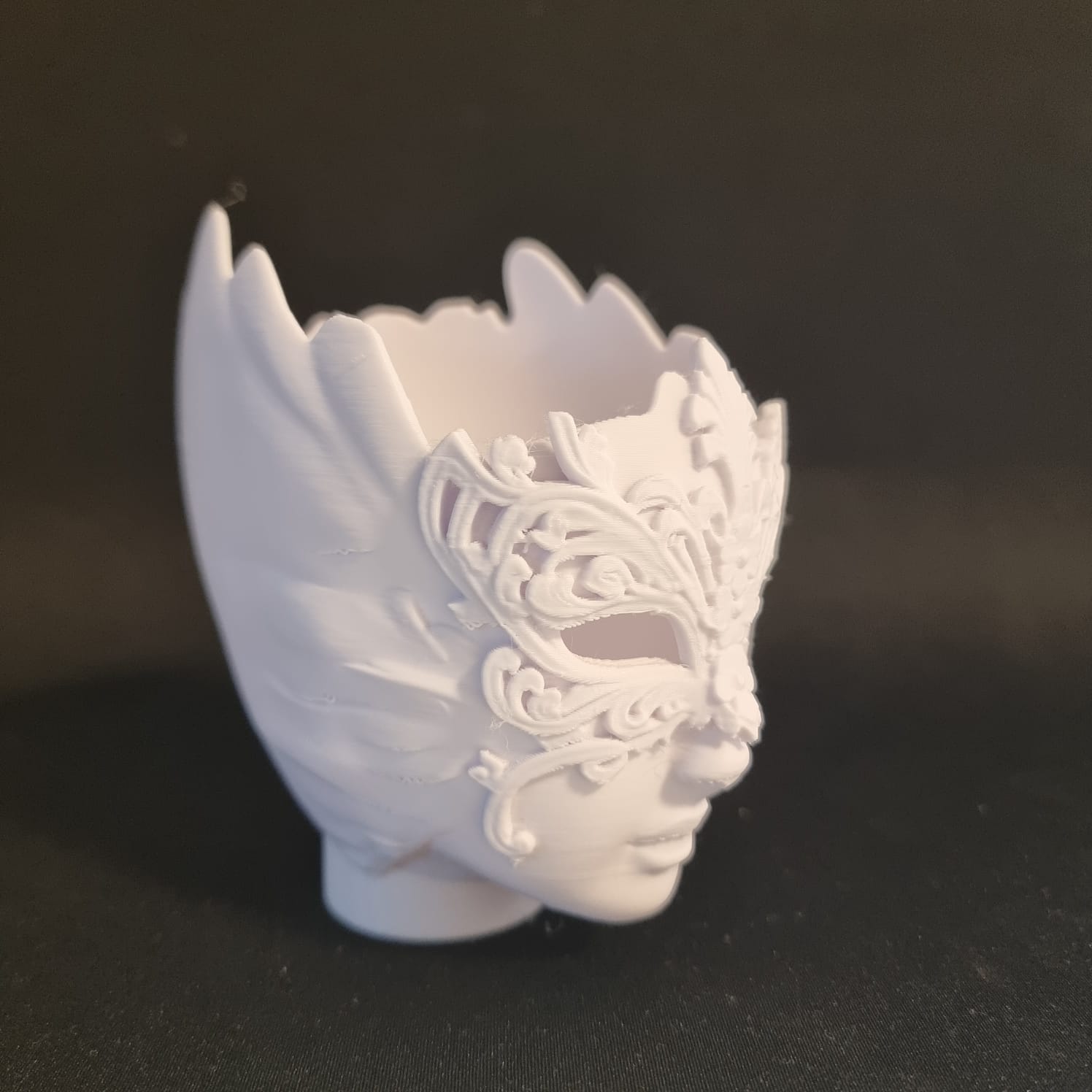 Decorative mask as a pencil/candy holder