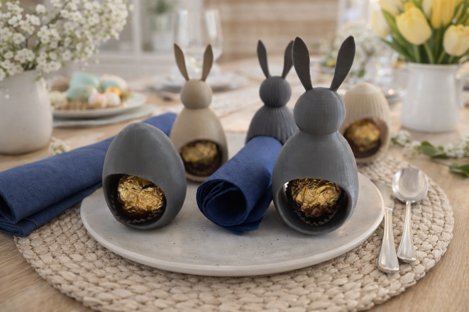 Easter Bunny or Egg Napkin & Ferrero Rocher Holder - Osterhasen oder Ei Serviettenring & Ferrero Rocher Halter
