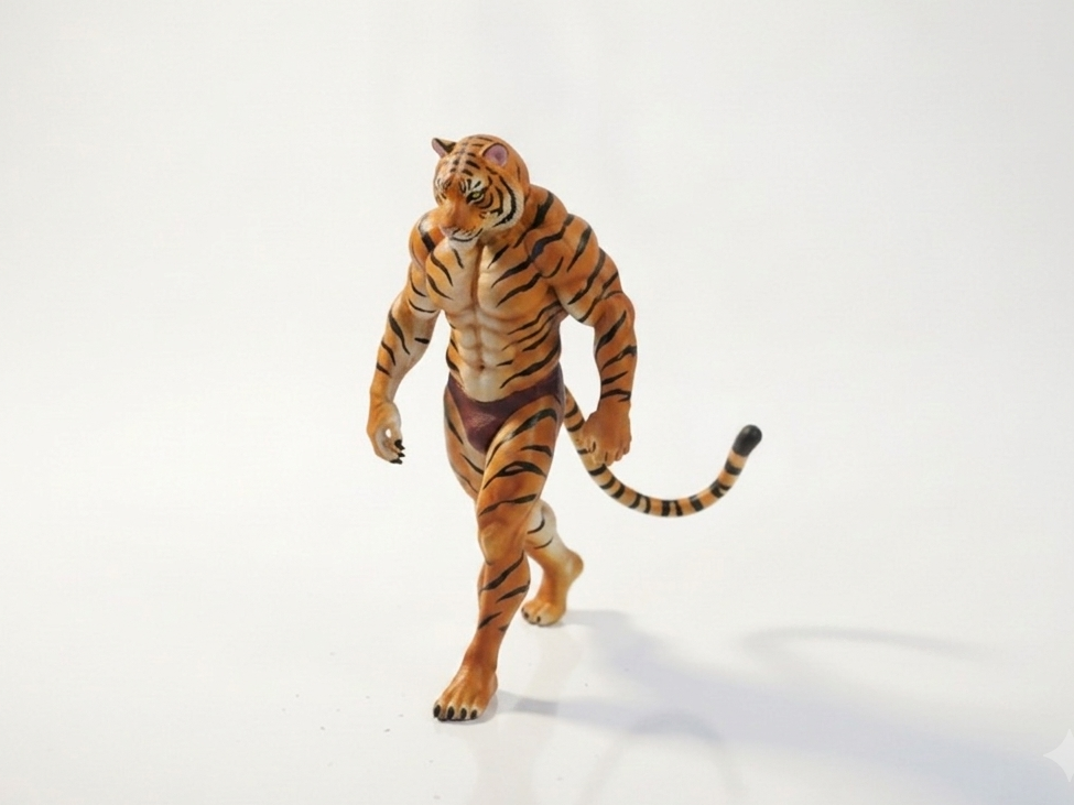 Tiger Man Anthropomorphic Figurine 3D Printable